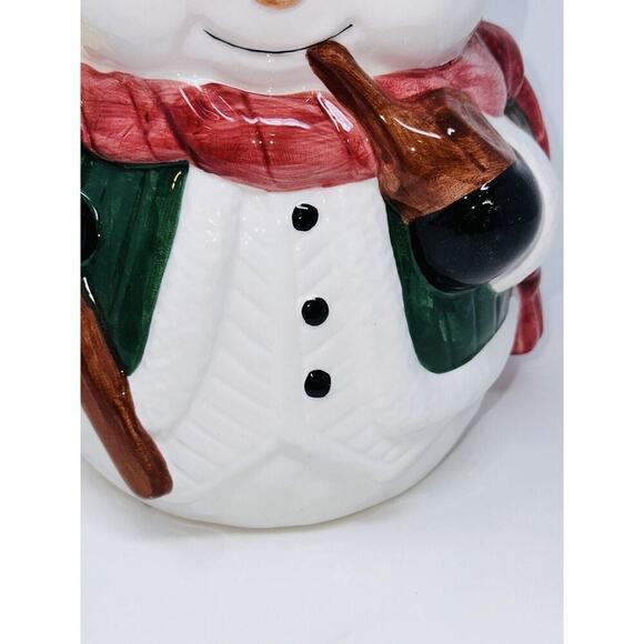 nib Vintage Snowman Cookie Jar 11" Hand Painted Ceramic Christmas Holiday - Picture 11 of 11